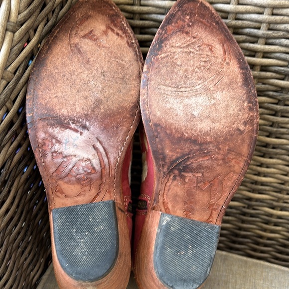 Liberty Embroidered Leather Red Western Ankle Boots - Picture 4 of 6